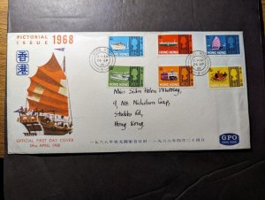 1968 British Hong Kong First Day Cover FDC Pictorial Issue Stamps Ships