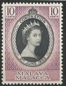 Malaya-Malacca  # 27  QE II Coronation (1)  Unused VLH