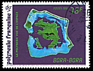 French Polynesia 589, used, Bora Bora From Space