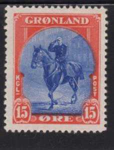 Greenland Sc 14 1945 15 ore King on Horseback stamp mint