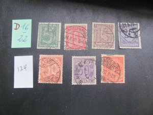 Germany 1920 USED MI. 16-22 SET VF 18 EUROS (124)