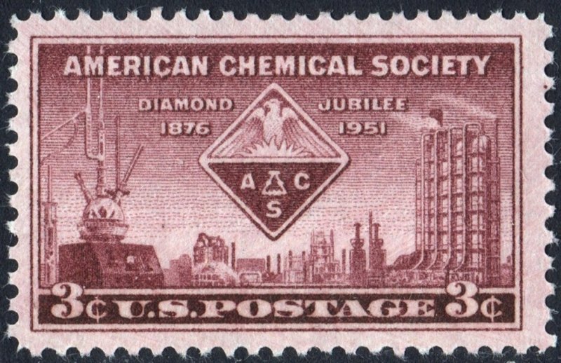 SC#1002 3¢ American Chemical Society Single (1951) MNH