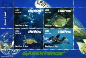 Niger 1998 GREENPEACE TURTLES Sheet (4) Perforated Mint (NH)