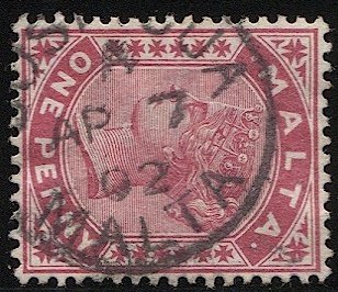 MALTA 1885  1d  QV Used, Sc 9a,  VF, COSPICUA / A postmark/ cancel