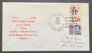 Naval Cover - USS PONCE LPD-15 DEC 1975 WELCOME HOME/OPERATION OCEAN SAFARI