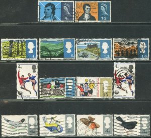 GREAT BRITAIN Sc#444-445, 454-481 1966 Nine Complete Sets Sound Used