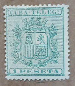 Cuba Edifil #32 1-peseta Coat of Arms Telegraph  Revenue MHR (1875)