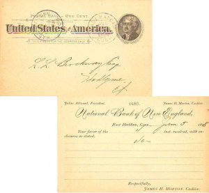 United States Connecticut East Haddam 1885 cds  Postal Card  Reverse Printed ...