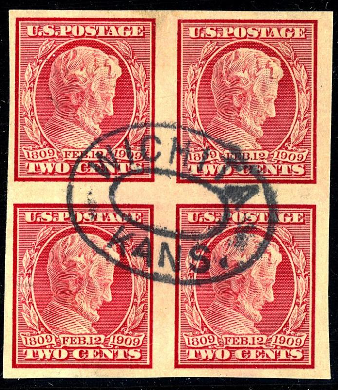 U.S. #368 Used Block F-VF Wichita Kansas