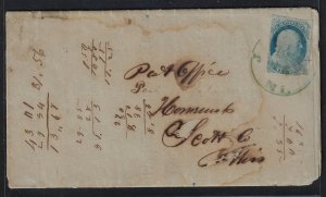 Scott #7 - $500.00 – Rare green “Jackson, Miss” town cancel