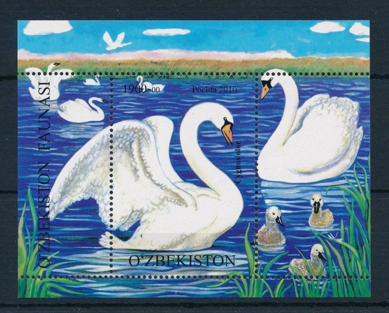 [23106] Uzbekistan 2010 Birds Vögel Oiseaux Ucelli Swans Very Nice Sheet MNH