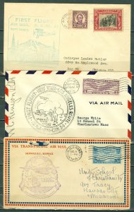 US 1929-30/35 LOT of (3) FIRST FLIGHT COVERS...CACHETS