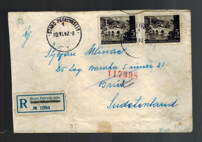 1942 Staro Bosnia to Brux Germany Flossenburg Concentration Sub Camp Cover