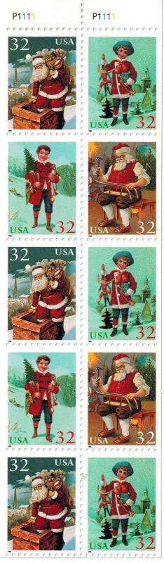 U.S. #3007c Never Folded Pane Christmas MNH 45% of SCV $9 **FREE SHIPPING**