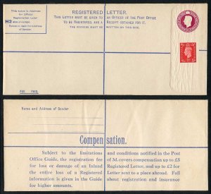 RP51 KGVI 4 1/2d Registered Envelope Size H2 No Value in Box MINT