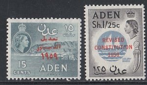 Aden # 63-64, Revised Constitution Overprints, Mint NH, 1/2 CAt.