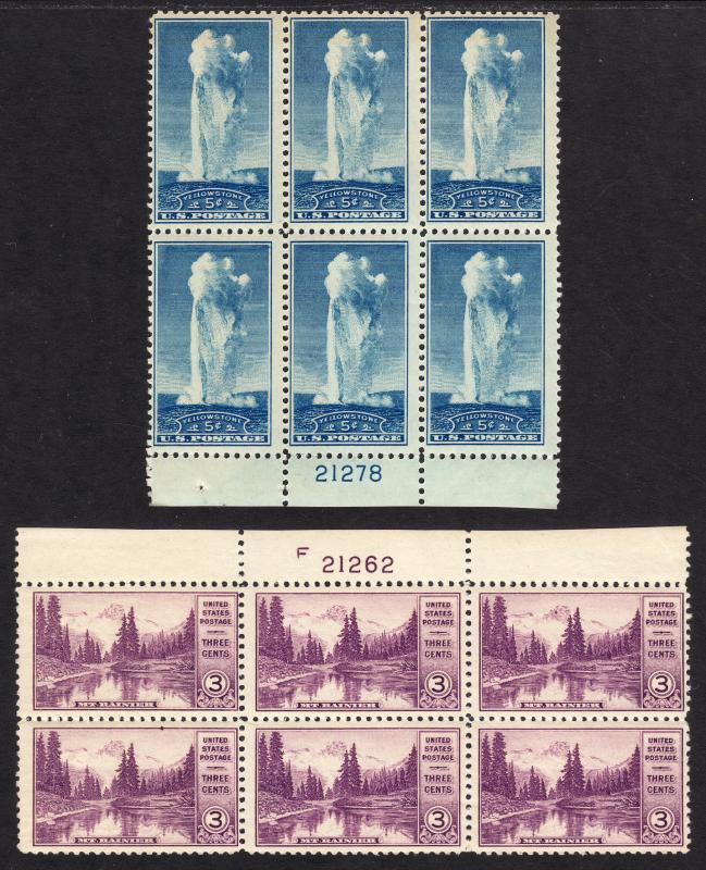 1934 U.S.National Parks perf issue full set of plate blocks MNH Sc# 740 / 749