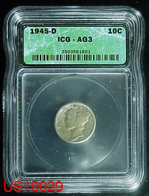 1945-D MERCURY DIME ICG AG-3