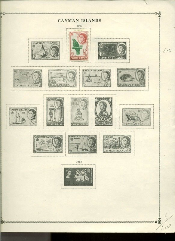 Collection, Cayman Islands Scott Album Pages, 1912/1983, Cat $48, Mint & Used