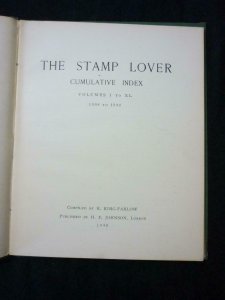 THE STAMP LOVER CUMULATIVE INDEX 1908-1948 by R KING FARLOW