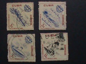 ​CUBA-1962 NATIONAL SPORTS INSTITUTE STAMPS THE MOST HARD TO FIND USED VF.