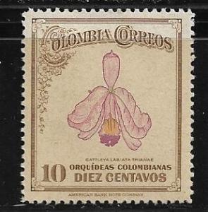 COLOMBIA, 551, MINT HINGED, COLOMBIAN ORCHID