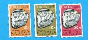 CYPRUS - Scott 416-418  - VFMNH - EUROPA  - 1974