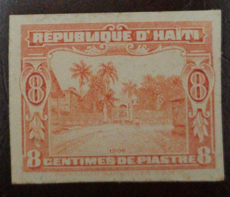 A) 1906, HAITI, CATHOLIC SCHOOL, DIE PROOF, CARMIN 