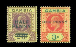 GAMBIA 1906  King EDWARD VII  Surcharged set  Scott # 65-66 mint MH
