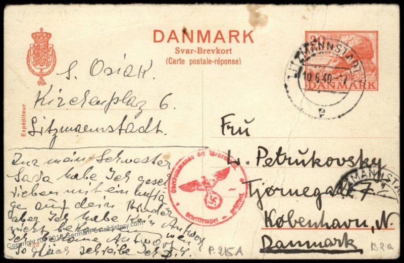 Denmark Reply Card Germany 1940 Lodz Litzmannstadt Ghetto Cover 83942