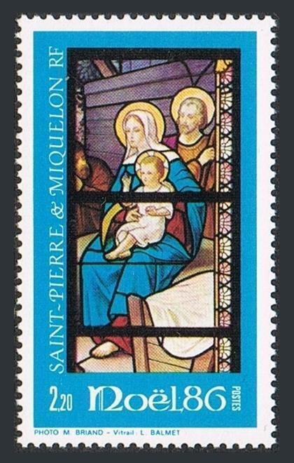 St Pierre & Miquelon 486,MNH.Michel 542. Christmas 1986.Holy Family,by J.Balmet.