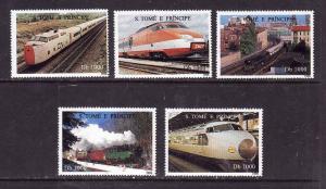 St Thomas & Prince-Sc#1280-4-unused NH set-Trains-Locomotives-1996-