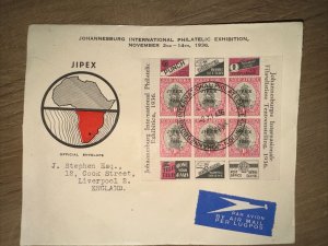 South Africa 1936 JIPEX Stamp Exhibition / Souvenir Sheet - Cachet Cover #1