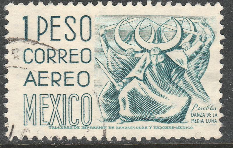 MEXICO C220G, $1P 1950 Definitive 2nd Ptg wmk 300 PERF 11. USED F-VF (1272)