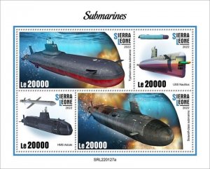 Sierra Leone - 2022 Submarines, Nautilus, HMS Astute - 4 Stamp Sheet -