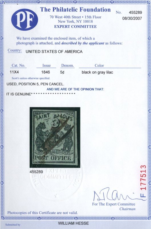 MALACK 11x4 VF/XF, w/PF (08/07) CERT, a four margine..MORE.. guu478