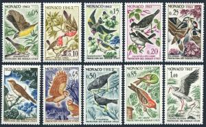 Monaco 511-520,MNH.Michel 700-709. Birds 1962.Yellow wagtails,European robin,