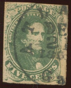 Confederate States 1 Used Stamp with Black Atlanta GA Cancel BX5195