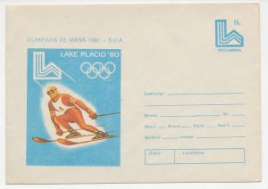 Postal stationery Romania 1980 Winter Olympic Games Lake Placid 1980 - Skiing