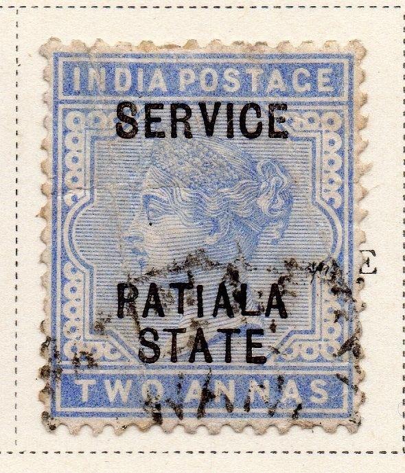 Indian States Patiala 1891-1900 Early Issue Fine Used 2a. Optd 074810