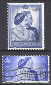 Great Britain Sc# 267-268 Used 1948 2½p-£1 King George VI & Queen Elizabeth