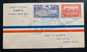 1929 Santo Domingo Dominican Rep First Flight Cover FFC To San Juan Puerto Rico