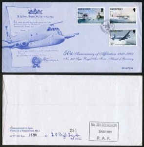 AC40a 5th May 1989 Guernsey Special 201 Sqn Postmark on set of 3 (A)