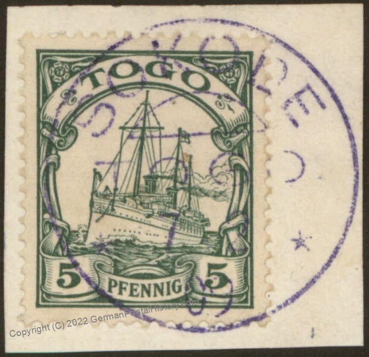 German 1900  SOKODE Violet CDS Togo Mi8 Unwmk Yacht Used Africa Colony 106775