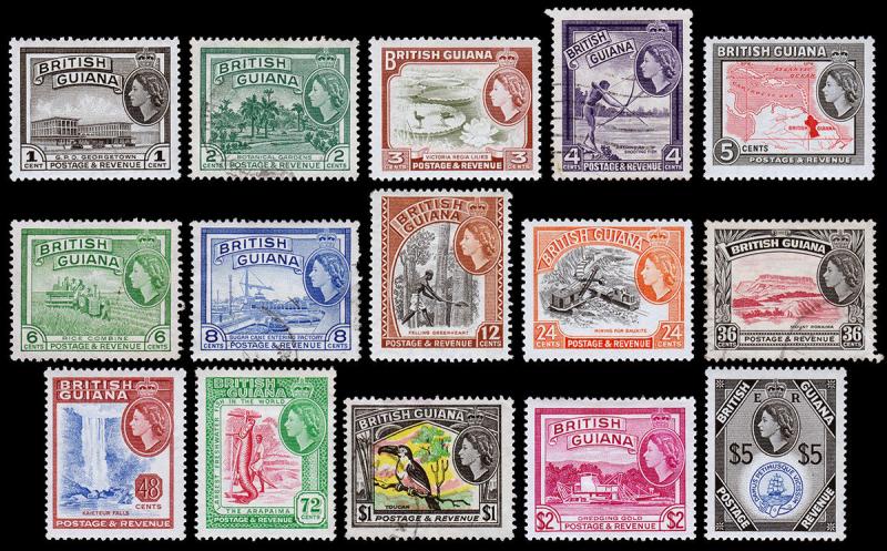 British Guiana Scott 253-267 (1954) Mint/Used LH VF Complete Set M