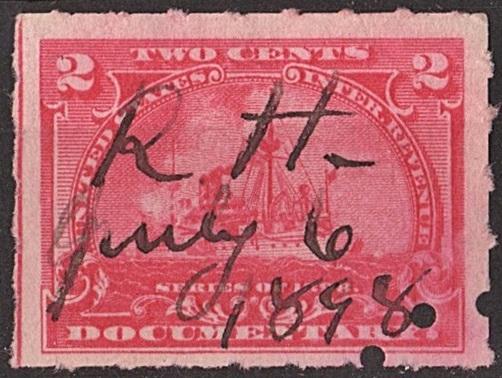 R164 2¢ Documentary Stamp (1898) Used