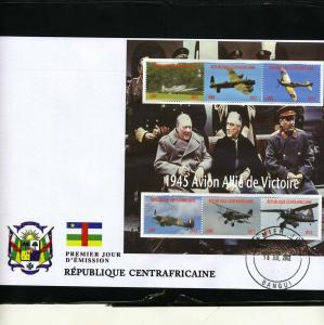 Central African Rep.2012 Churchill-Roosevelt-Stalin-WW2 Imperforated in FDC