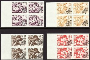 1979 France Mushrooms imperf block set (4)  MNH Sc# 1630 / 1633 Maury $638.00 