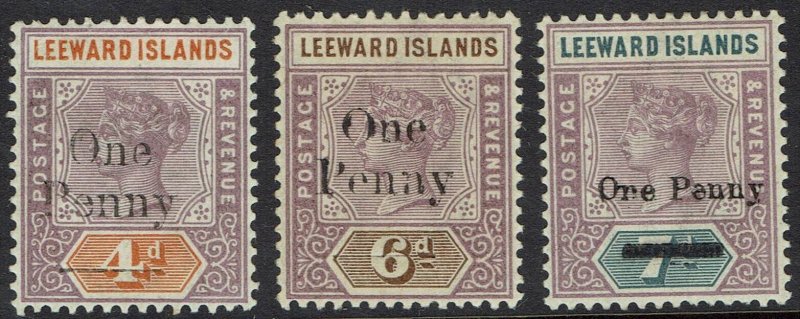 LEEWARD ISLANDS 1902 QV SURCHARGE SET