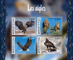 Birds of Prey Stamps Niger 2016 MNH Eagles White-Tailed Bald Tawny Eagle 4v M/S